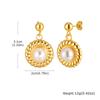 Vnox Exaggerated Chunky Stud Earrings For Women Girls,Stainless Steel Wide Flower Pearl Inlay,Light Luxury High-end Ear Jewelry