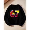 Birthday Kids Sweatshirt Over 4Y Unisex Boys Girls Cute Cartoon Face Number 67 Crewneck Soft Fleece Long Sleeve Pullover For 4-12 Years Old Children