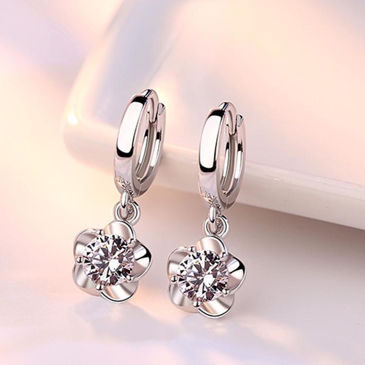 Elegant Zircon Plum Blossom Earrings for Women - High-End Fashion Accessory