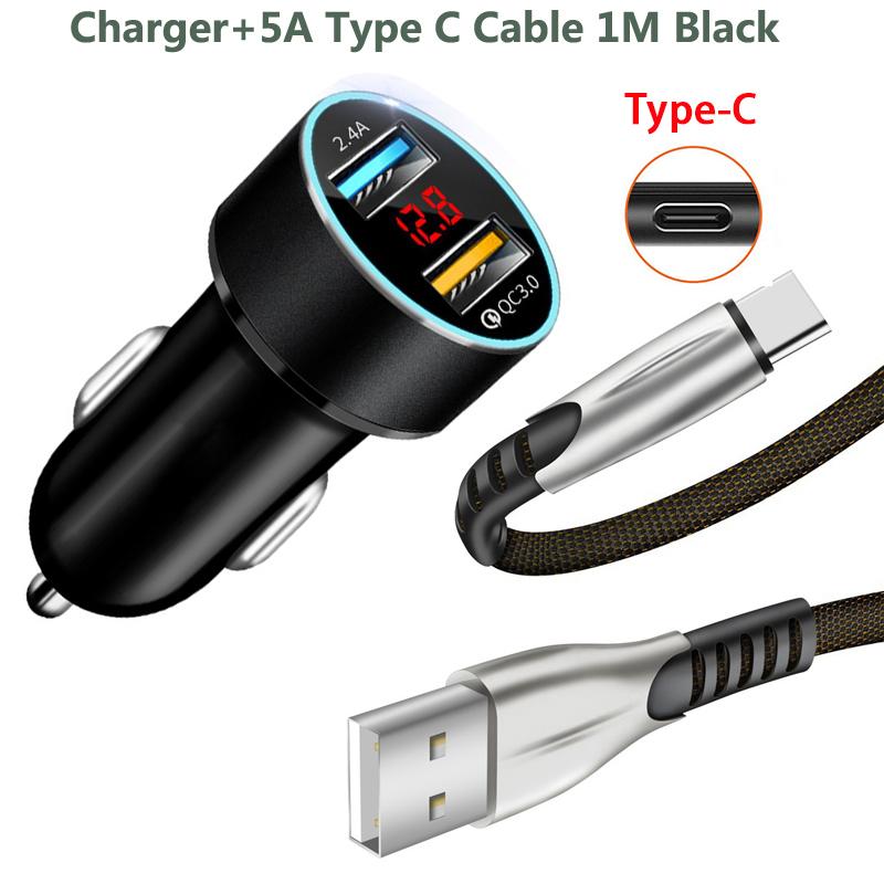 

Швидка зарядка Super Charger 5a Type-c Phone Cable For Samsung S20 S9 S8 Xiaomi Huawei P30 Pro Fast Charging Qc 3.0 Car Charger For Type C Package