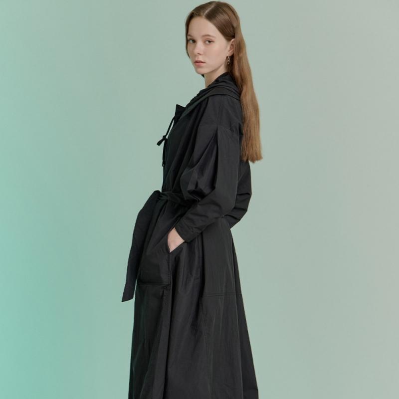 MAXZA Wide Collar Crinkle Trench Shirt Dress Zd07qp501on