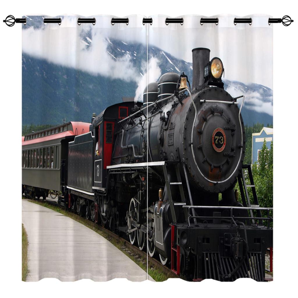 Curtain Retro Train Series 3D Digital Printing High Density Shading
