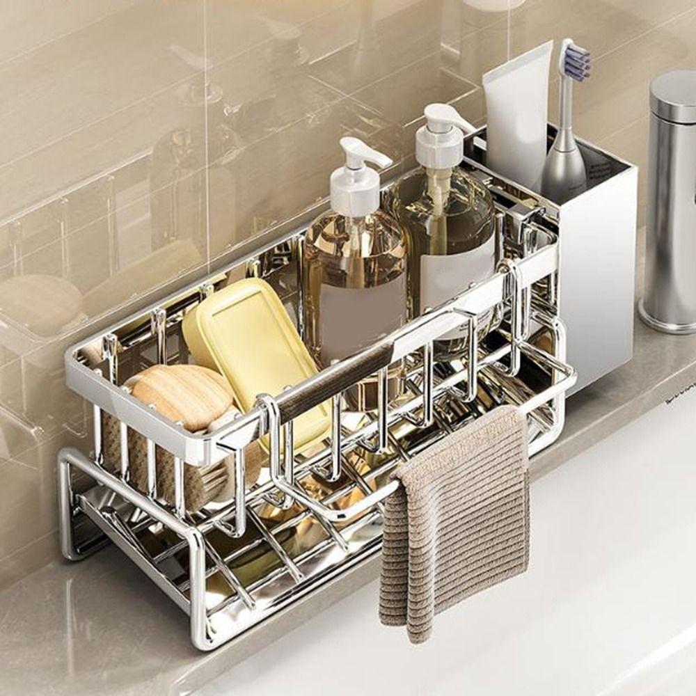 Stainless Steel Sink Drain Rack Large Capacity Dishcloth Rack Sponge Holder  for Home