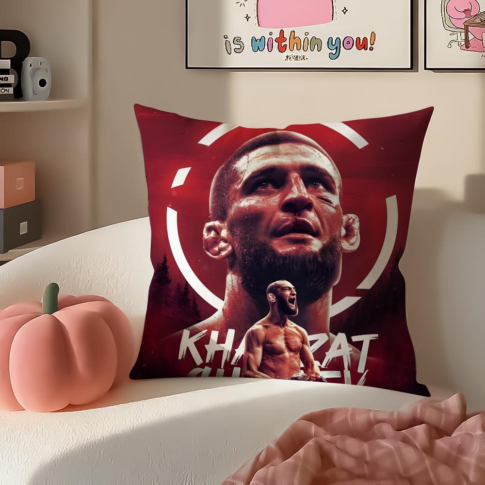 UFC Fighter Star KKhamzat Chimaev Cushion Cover Pillowcase Short Plush Invisible Zipper Room Sofa Cushion Cover