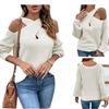 2023 Autumn/Winter Women's Off-Shoulder Strappy Halter Lantern Sleeve Knit Sweater