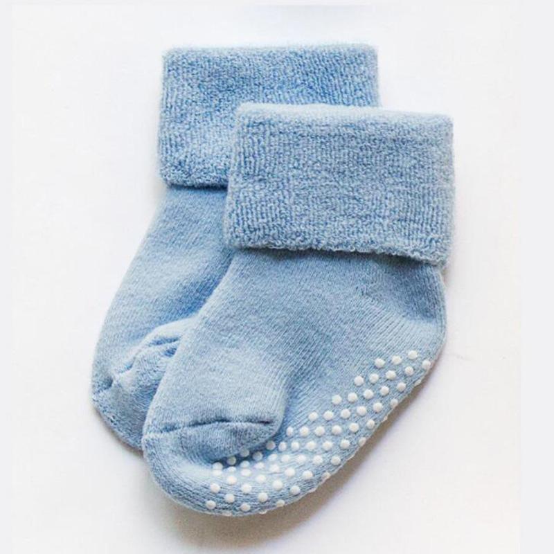 2 Paar Neue dicke Baby-Kleinkind-Socken für Herbst und Winter Baumwolle rutschfest Baby-Boden-Fußsocken