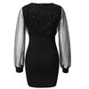 Spring Women's Mesh Splicing Hollow V-neck Long-sleeved Dress