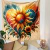 Colorful Sunflower Heart Tapestry Design Patterned Tapestry Decorative Wall Hanging, Home Bedroom Living Room Decor