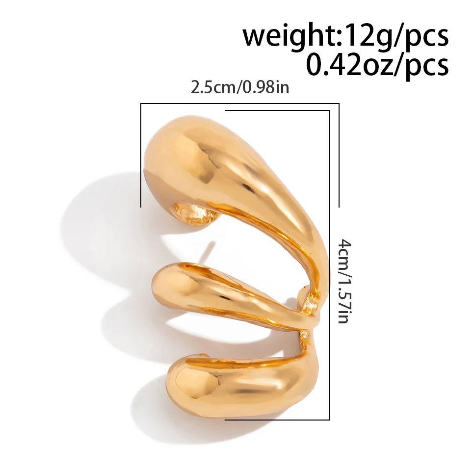 Salircon 1Pc Vintage Metal Three Layer Stud Earrings Women Punk Hip Hop Minimalist Ear Clip Daily Wear Jewelry Accessories Gifts