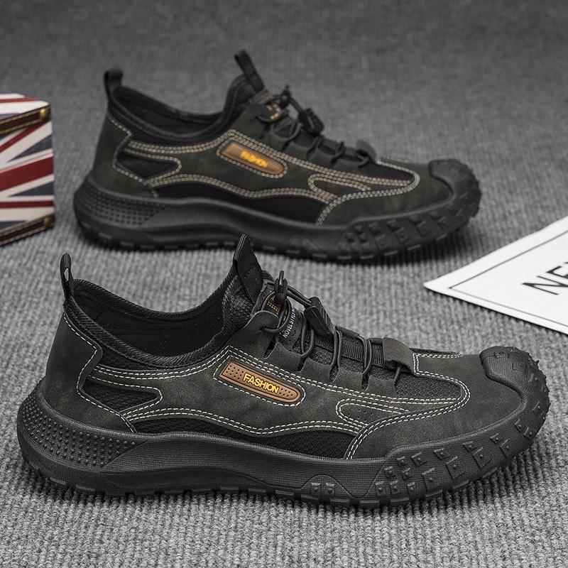 

Sneakers for Men Jogging Trekking Sneaker Outdoor Retro Leather Man Work Shoe Men Hiking Shoes Anti-slip Climbing Mountain Shoes 44 чорний