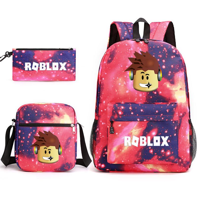 Large Capacity Schoolbag with Shoulder Strap; Student Three-piece Pencil Case Set