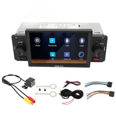 Single Din Car Stereo 5in Touchscreen with Backup Camera Bluetooth 5.1 Mirrorlink Car MP5 Player