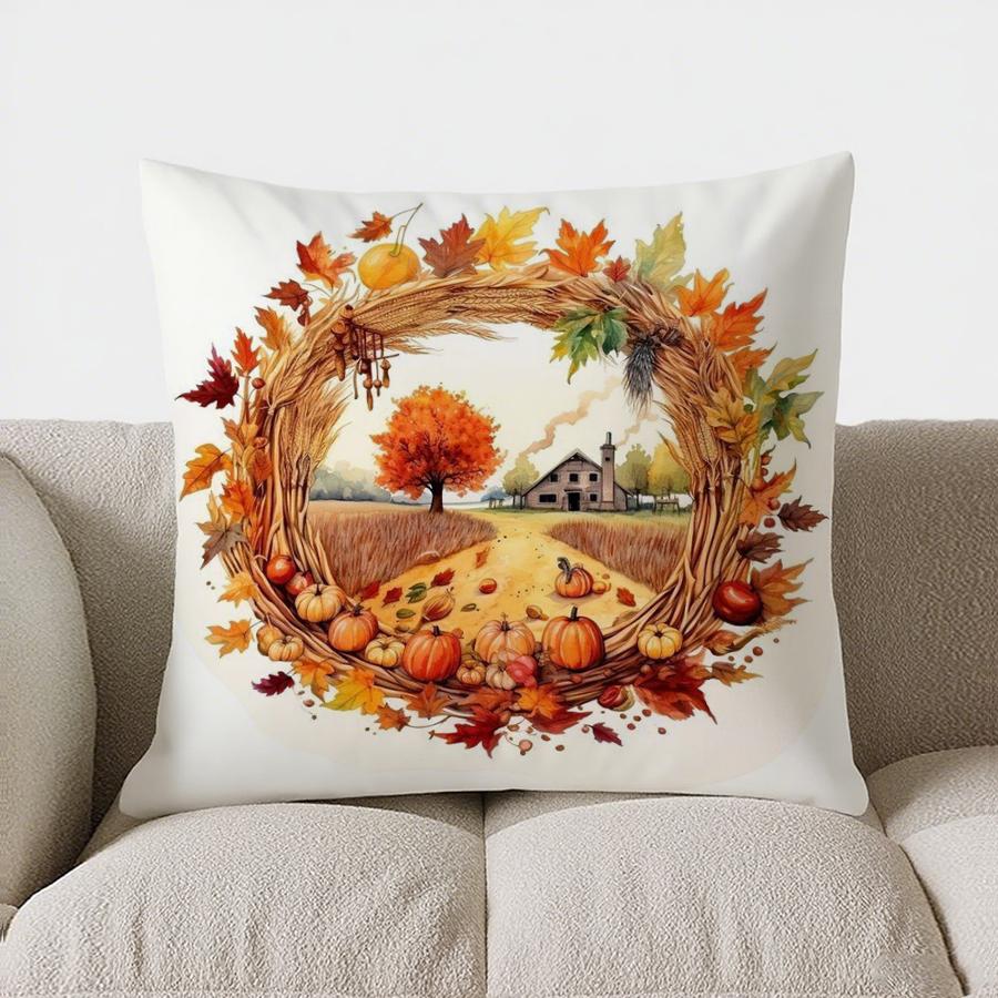 Home Decor Hello Autumn Pumpkins Decorative Throw Pillow Pattern Cushion Cover Suitable For Sofa Bedroom Car Pillow Cover