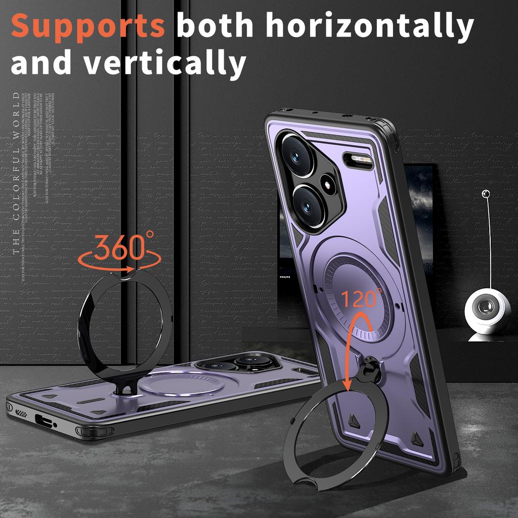 For Xiaomi Redmi Note 13 Pro+ 5G Deksel Kompatibelt med MagSafe Militær Beskyttelse PC+TPU Støtteben Telefondeksel