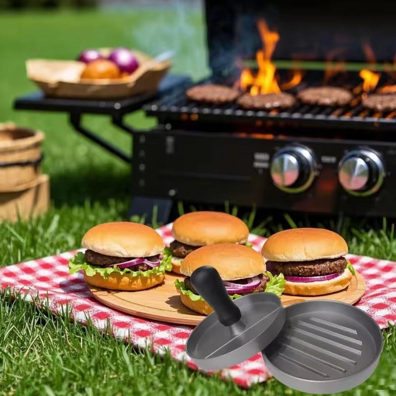 1PC Non-Stick Burger Press - Aluminum Hamburger Meat Tool & Patty Maker for Beef/Veggie Burgers, Kitchen BBQ