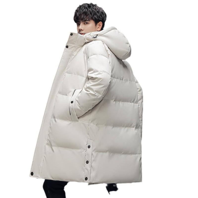 Down Jacket Men's Medium and Long Hooded Take-off Thickened Warm Korean Version Fashionable Youth Couple Down Jacket