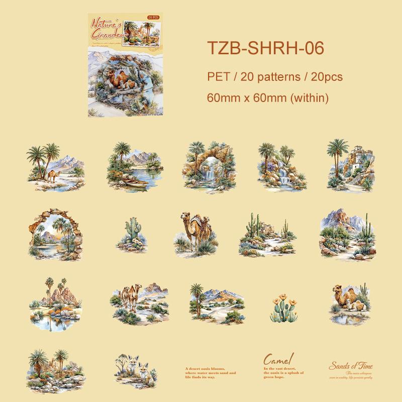 

Mountain and River in Art Series Vintage Forest Tree Landscape PET Sticker Creative DIY Journal Material Collage Stationery
