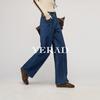Deconstructing Wide Leg Jeans, Women's Deep Blue Extended Edition, Tall, Loose Straight Leg Pants, Trendy