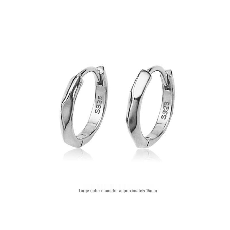 S925 Sterling Silver Mirror-Finish Hoop Earrings - Women's Luxe Style, Light and Niche Circular Ear Clips for Autumn/Winter.