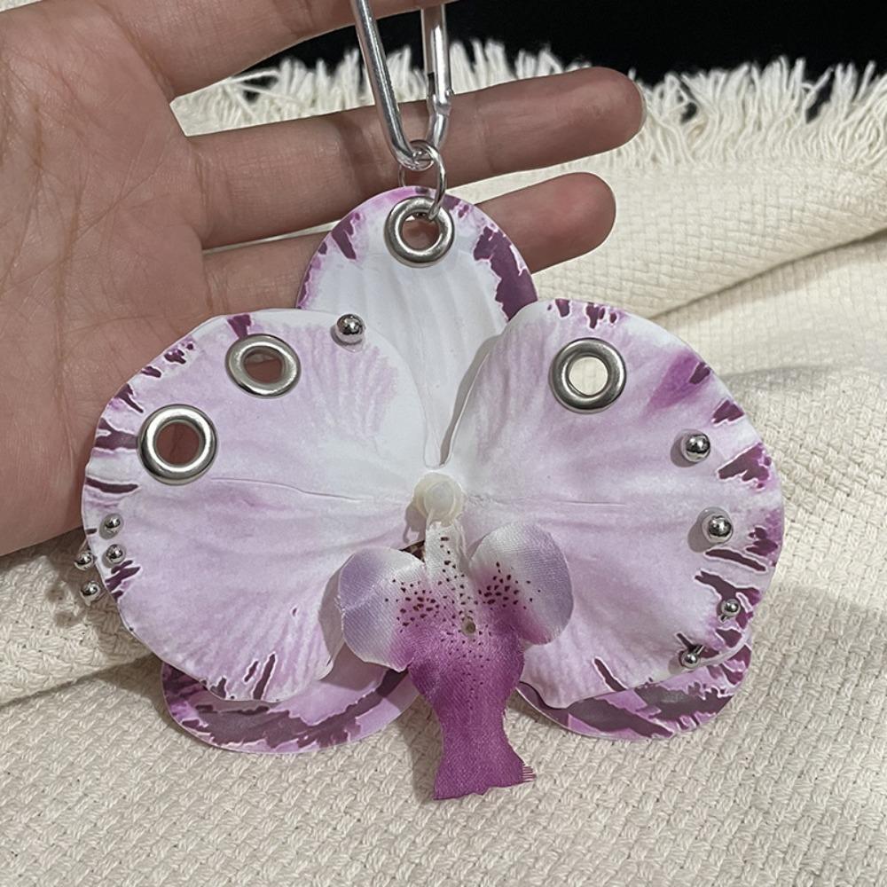 Keyring Phalaenopsis Orchid Keychain Keychains Bag Pendant Imitation Flower Pendant  Couple Kids