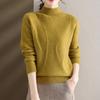 Casual Sweater Women's Solid Color Loose Base Knitted Sweater Autumn and Winter Lazy Style Pullover Sweater Solid Color Loose Half High Neck Sweater