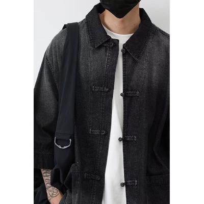 Summer New Chinese Style Vintage Denim Jacket For Men And Women, Loose Retro Button Washed Denim Top