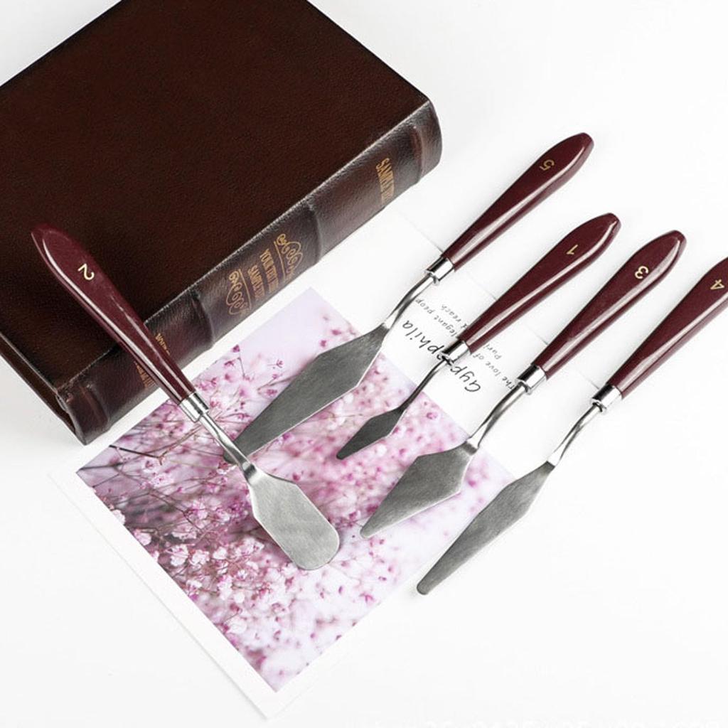 LUYING Palette Painting Stainless Steel Oil Painting Plastic Palette Paint Art For Oil For Clay and Ceramic Figure Set of 5 Knife, Knife, Knife,