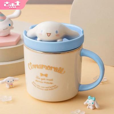 For Sanrio Ceramic Mugs Cute Water Cup with Hello Kitty 3D Doll Lid 320ml Milk Coffee Mugs Kids Gifts Home/Office Drinkware