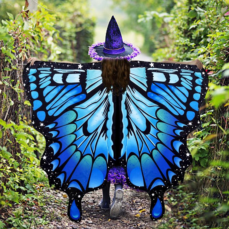 Butterfly Wings For Women Halloween Party Costume Adult Costume Cosplay Woman Butterfly Costume Cape Cloak Shawl Colorful