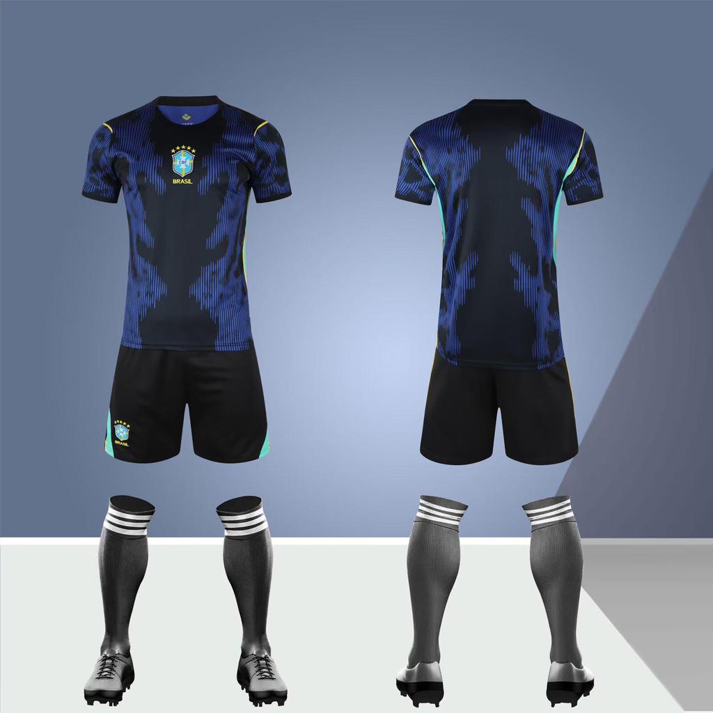 Conjunto de Camiseta de Visitante para el Mundial de Fútbol 2026 Brasil - Uniforme de Fútbol de Manga Corta para Adultos y Niños