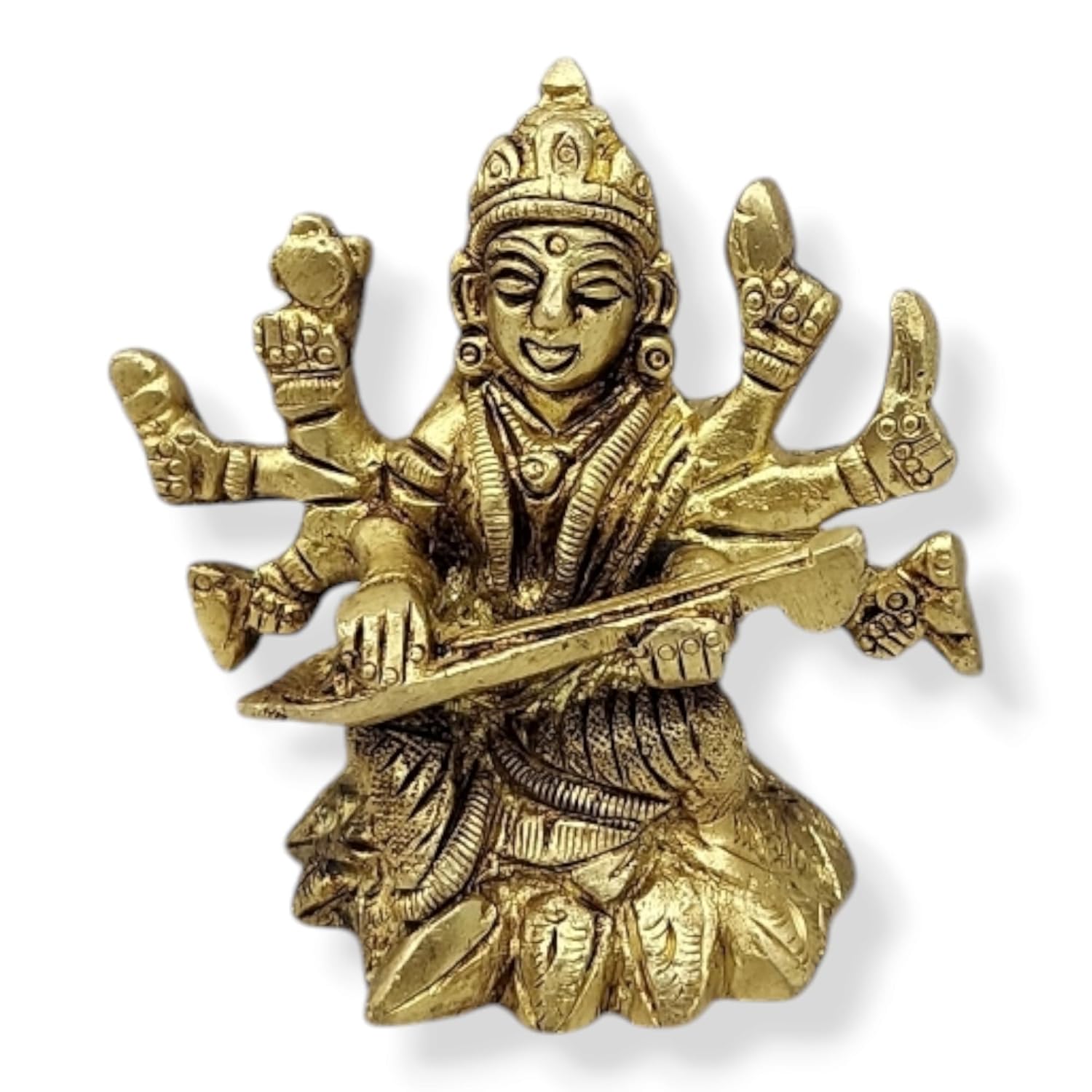 100% Pure Brass Rajyashyamala Idol, Goddess Shyamala Devi, Gold - 2.75 Inch