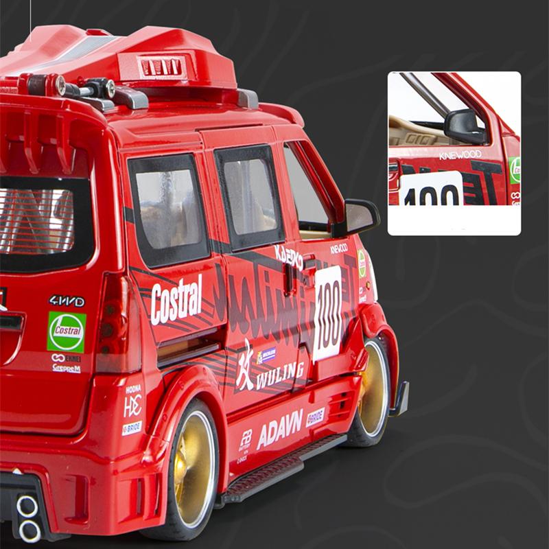 1:24 Wuling Alloy Track Sports Car Model Diecasts Metal Modified Racing Car Truck Model Simulation Sound And Light Kids Toy Gift