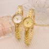 Exquisite Retro Jewelry, High-End Precision 5A Diamond-Encrusted Relief Bracelet, Temperament Quartz Small Gold Watch