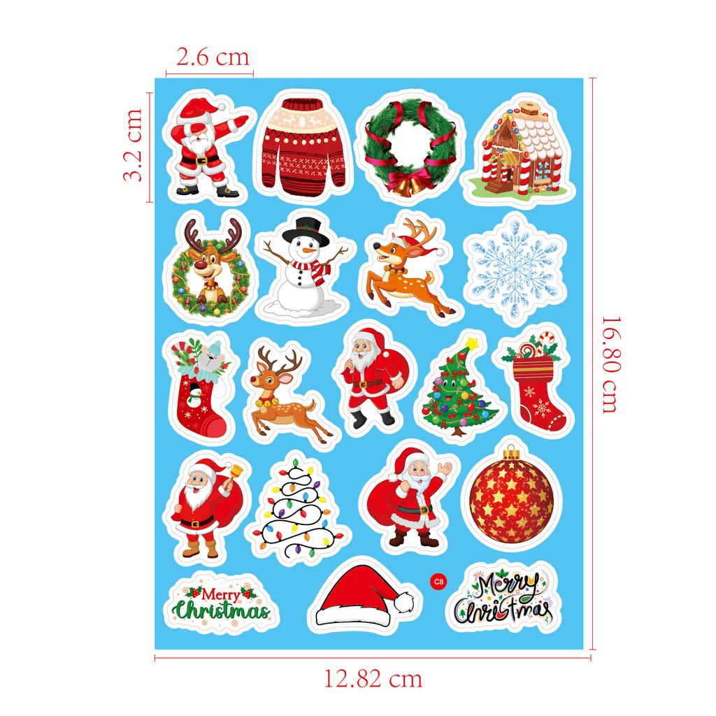 Christmas Stickers Stickers Waterproof Gift Party Decoration Stationery Stickers Cartoon Laser Christmas Stickers