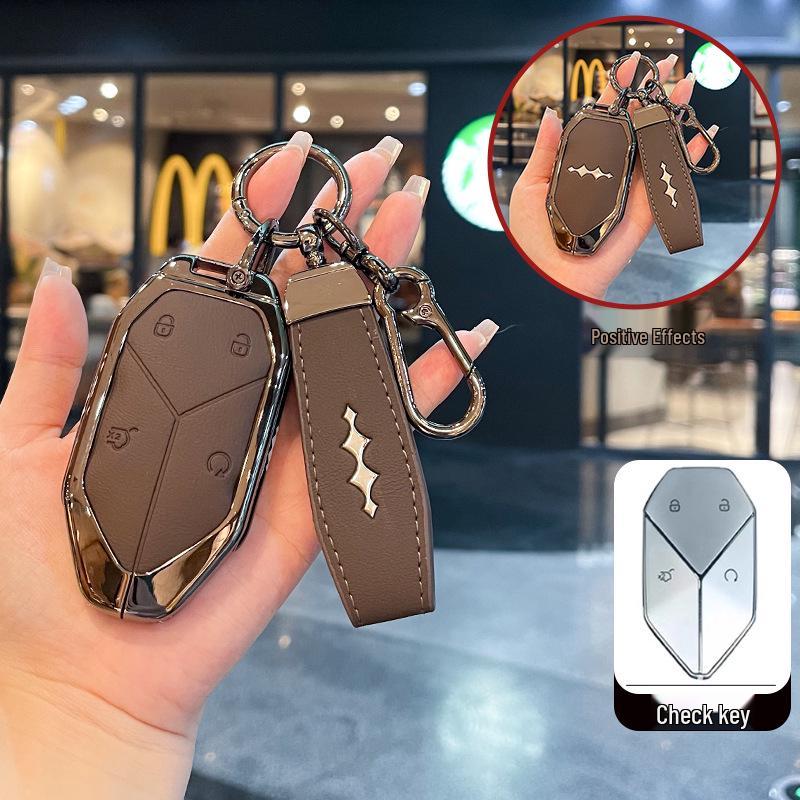 Equation Leopard 5/8 Key Shell Buckle: Titanium-Car Metal Key Case for BYD