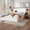 180x200cm Doppelbett mit 2 Schubladen Nachttische Leselicht USB-Ladefunktion Kopfteil Starkes Holzlattenrost Bett Schlafzimmer