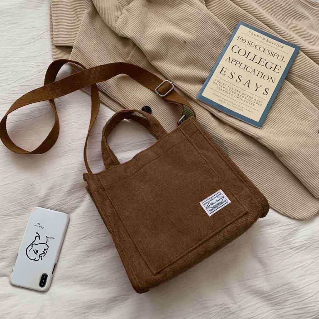 Women s Canvas Bag Corduroy Handbag Fashion Casual Shoulder Messenger Bag