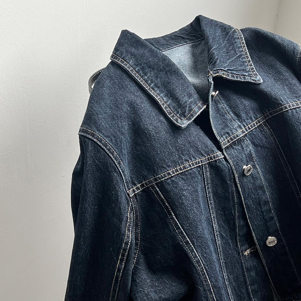 Vintage Denim Jacket Women's Spring Lapel Single-breasted Short Jacket