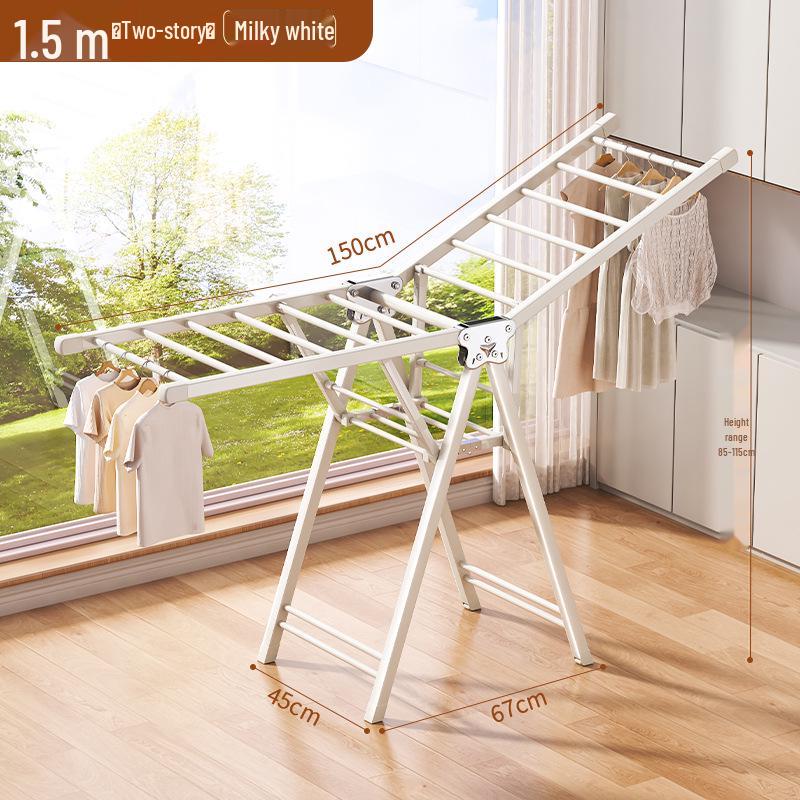 Adjustable Foldable Clothes Drying Rack for Indoor/Outdoor Use - Ideal for Bedroom, Balcony, and Baby Items.