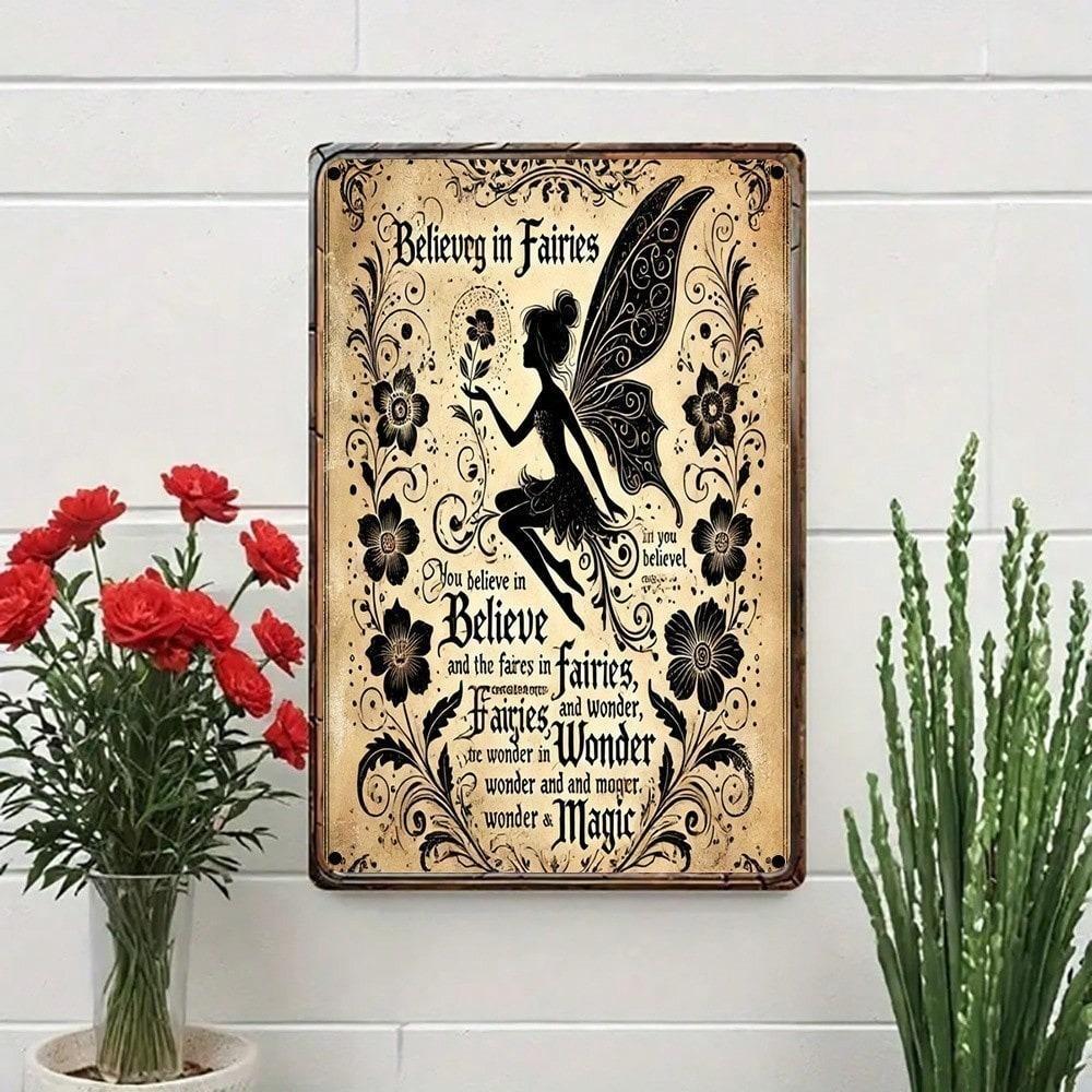Vintage Fairy Metal Tin Sign Wall Art 8x12 Rustic Iron Decor Home Pub Bar Garden
