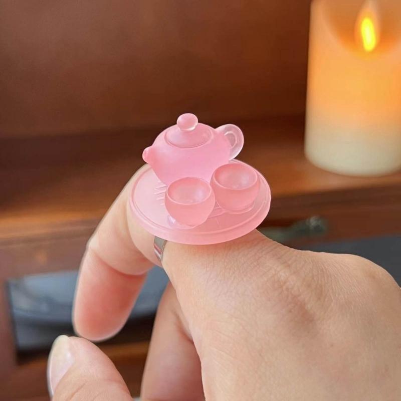 Simulation Kettle Tea Set Rings Adjustable Finger Rings New Chinese Style Adorment Stackable Rings Accessory for Women