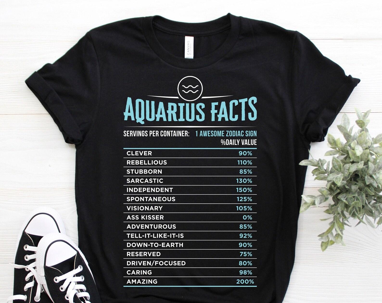 Aquarius Traits Facts Horoscope Zodiac Astrological Sign Funny T-Shirt, Born January 20 - February 18 Gifts, Birthday Christmas Present Tees 120