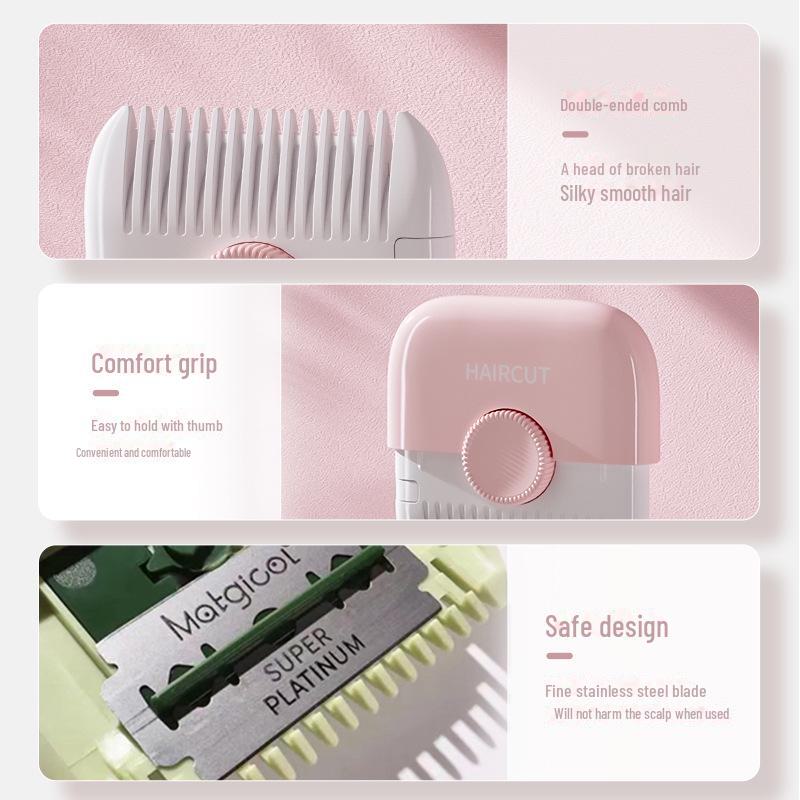 Tondeuse à cheveux multifonctionnelle: Peigne Deux-en-Un pour Filles – Idéal pour Tailler, Éclaircir et Réparer les Pointes Fourchues.