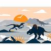 Fototapeta - Ostatnie Dinozaury Z Pomarańczowym - Abstrakcyjny Krajobraz Do Pokoju