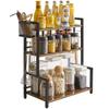 YMYNY 3-Tier Condiment Rack with Large Capacity, Metal Basket and 6 Hooks, Adjustable Height, Waterproof and Easy To Clean, Ideal for Kitchen and Bath