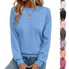 Solid Color Long Sleeve Hoodie Loose Pullover Round Neck Womens Sweatshirt