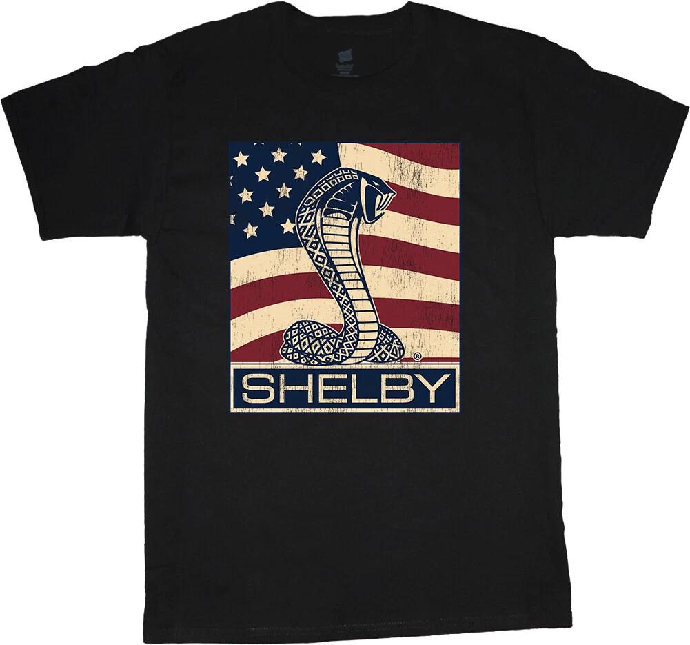 Shelby Cobra Ford Mustang T-shirt Mens Graphic Tees American Flag Shirt Clothing M