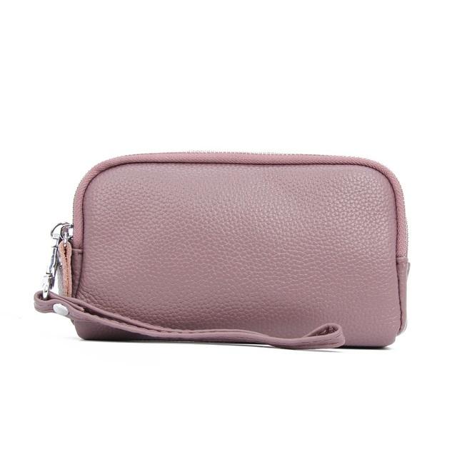 NIGEDU Long Women Wallet Genuine Leather 3 layers Zipper Wristlet Bag Big Capacity Lady Clutch Coin Purse Mobile phone bag black