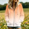 Women's Gradient Print Hooded Jacket with and Pockets for Casual