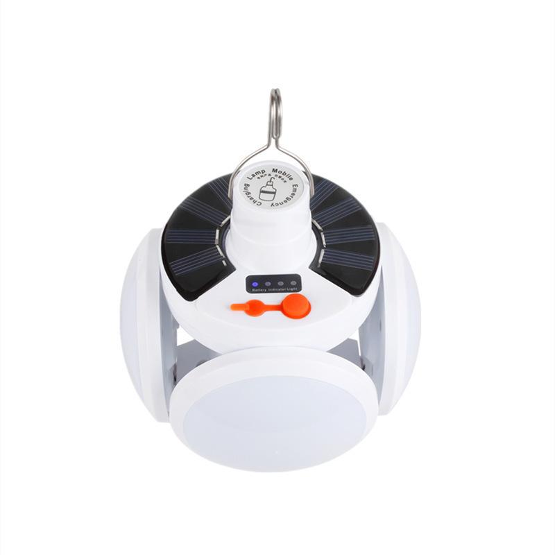Deformable LED Bulb Folding White Spherical Solar LED Emergency Light Bulb for Outdoor Camping Night Market USB Dual